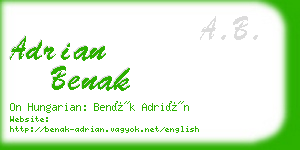 adrian benak business card